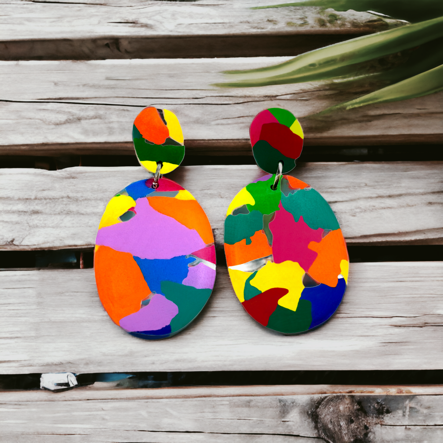 Made With Love Club Tropicana Large Oval Post Earrings