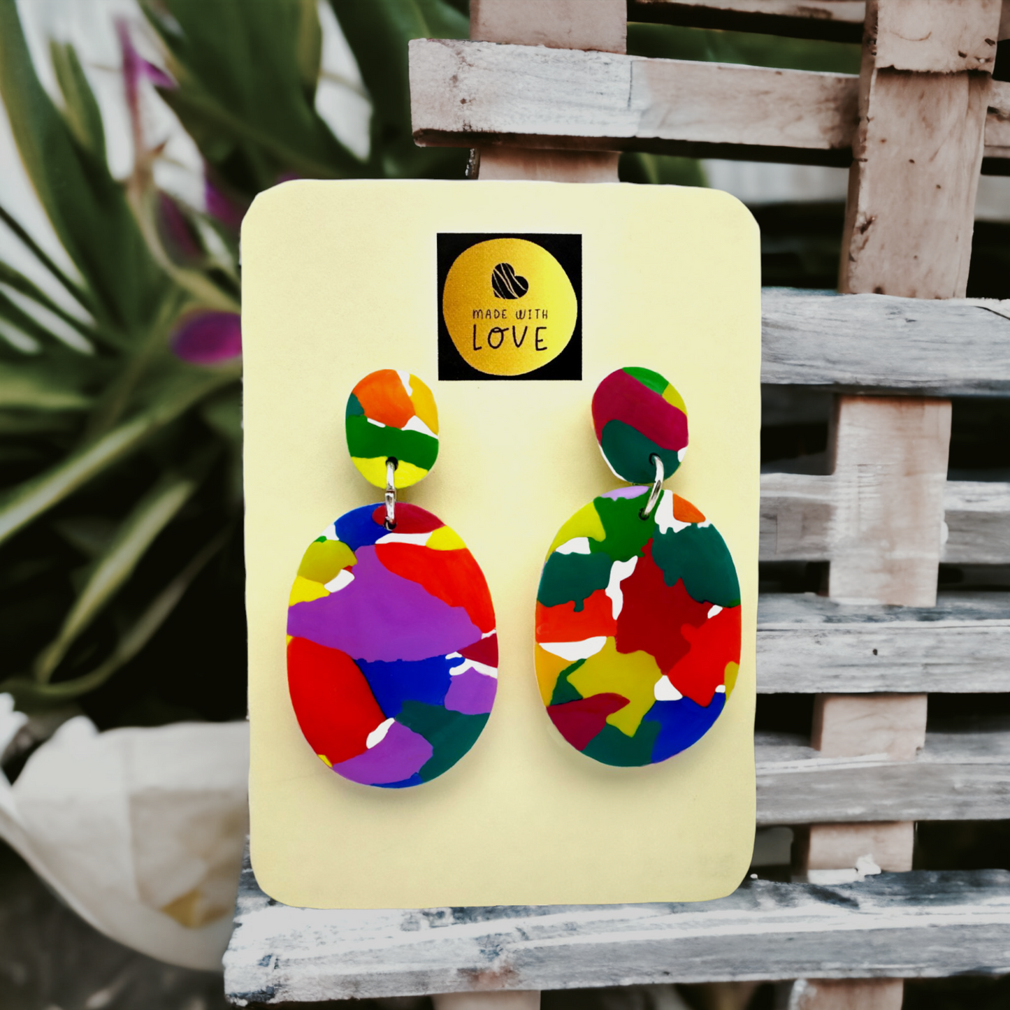 Made With Love Club Tropicana Large Oval Post Earrings