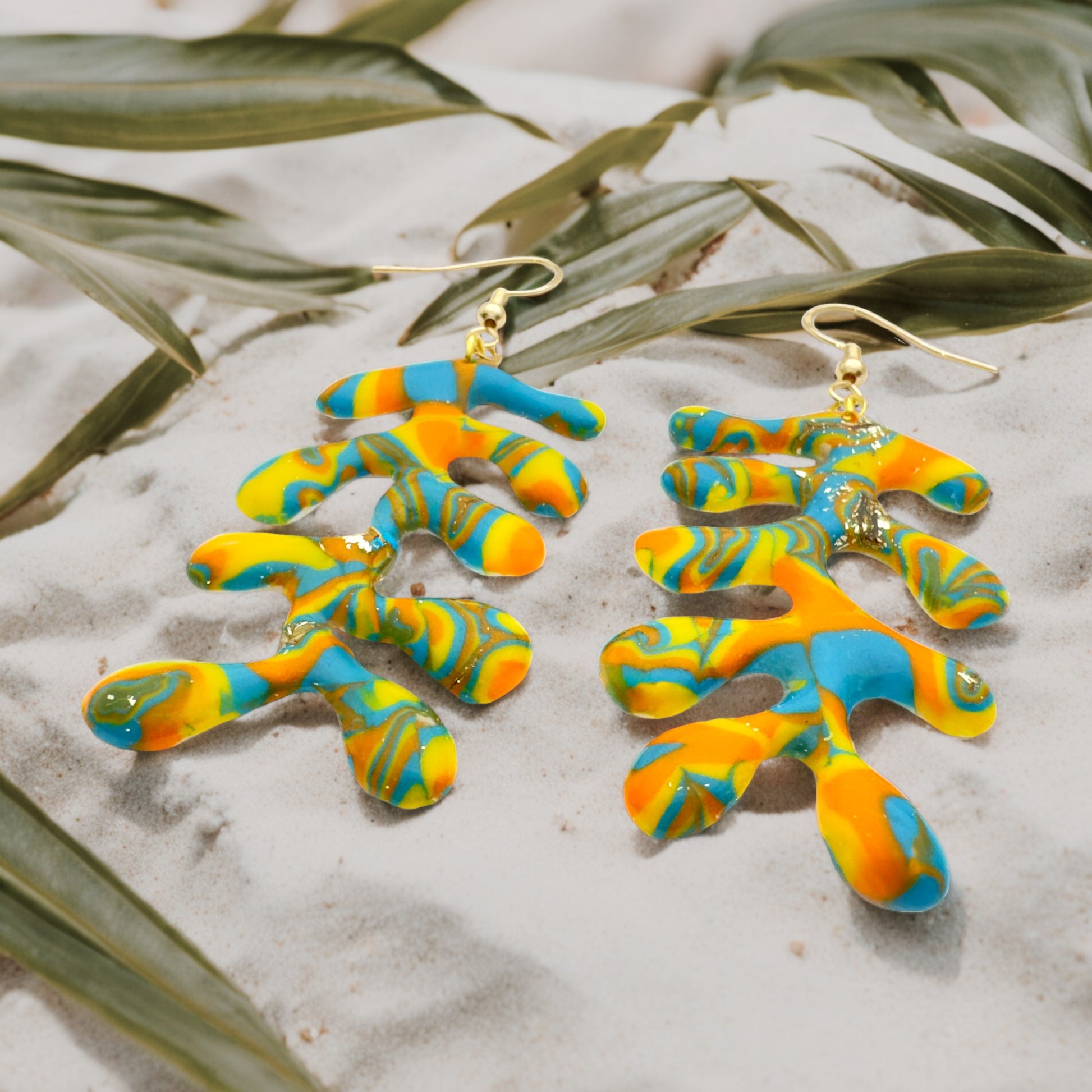 Hawaiian Dreams Collection Large Cascading Waves Hook Earrings