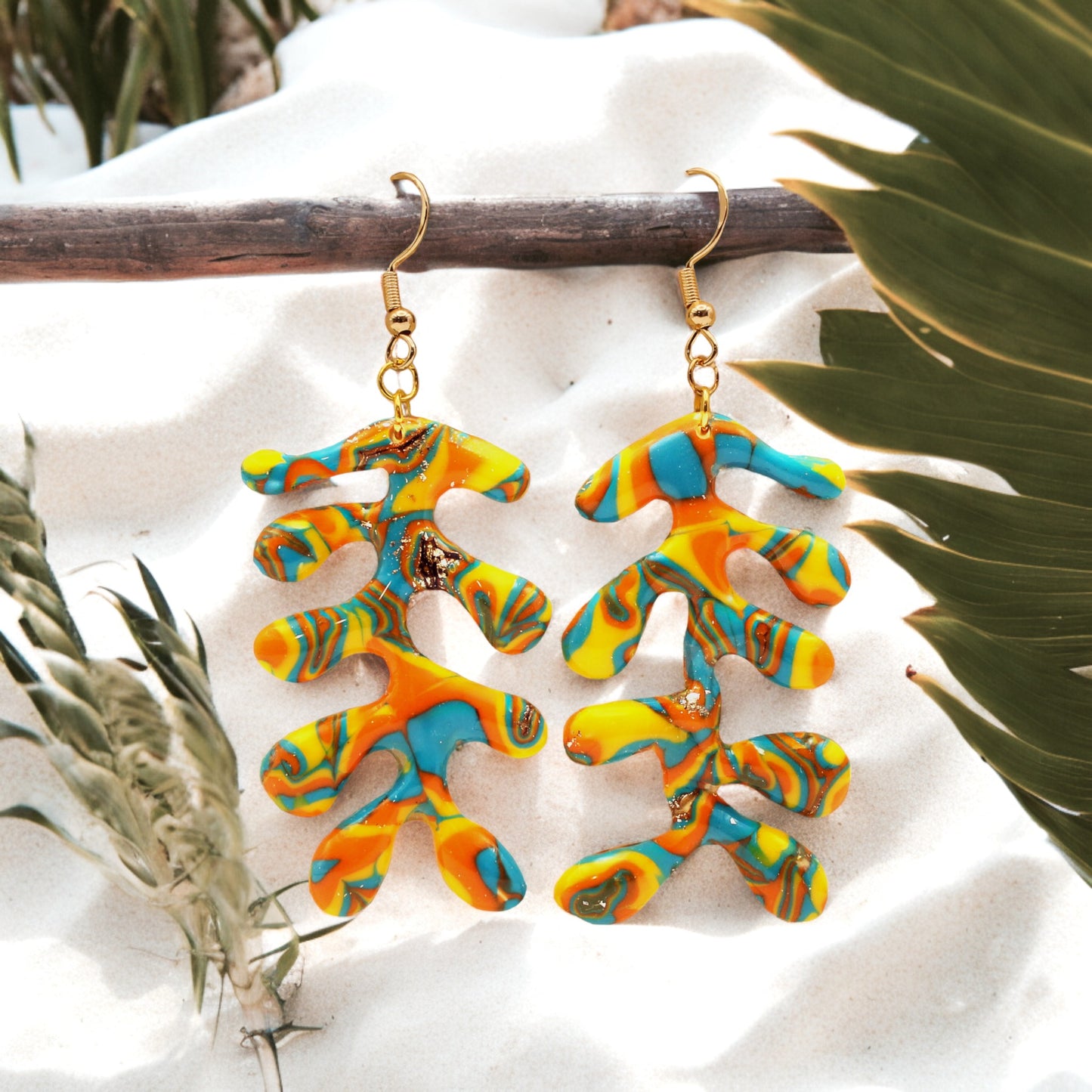 Hawaiian Dreams Collection Large Cascading Waves Hook Earrings