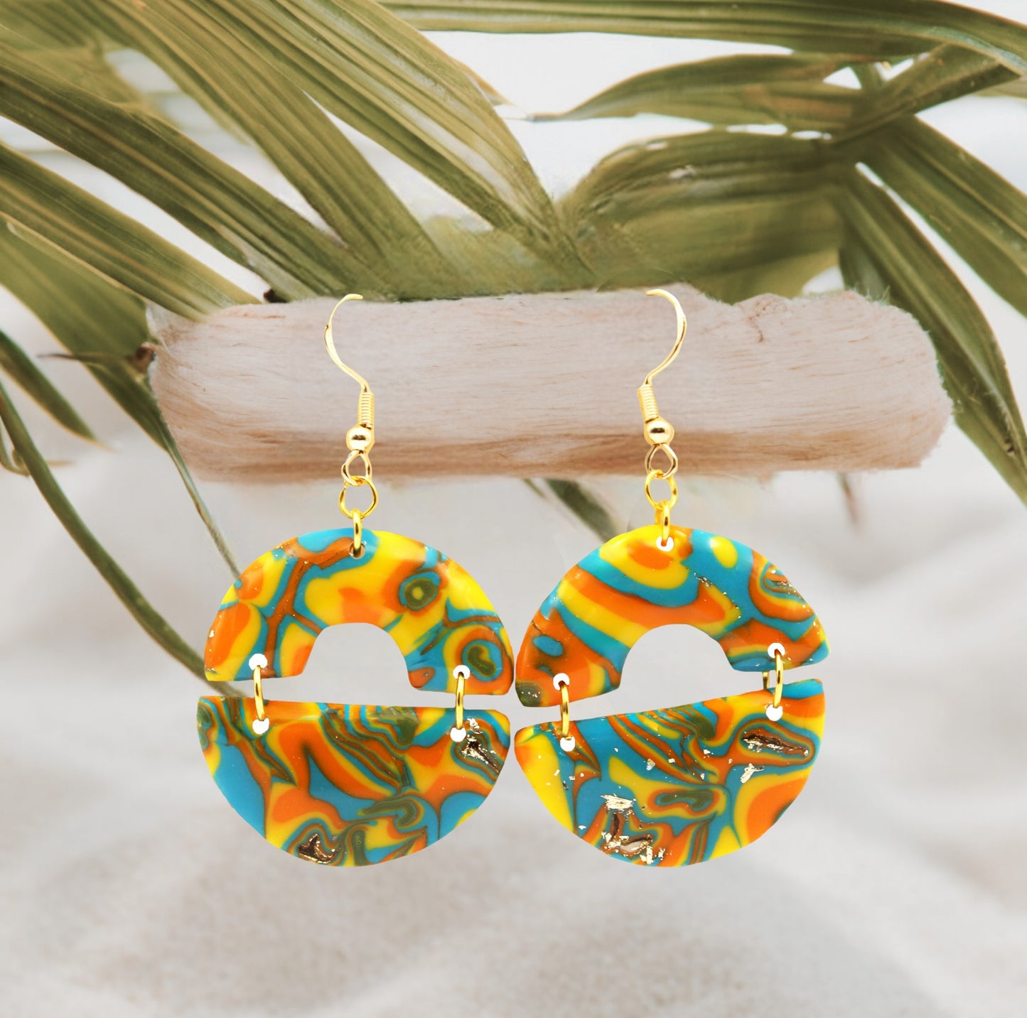 Hawaiian Dreams Collection Large Joined Semi Circles Hook Earrings