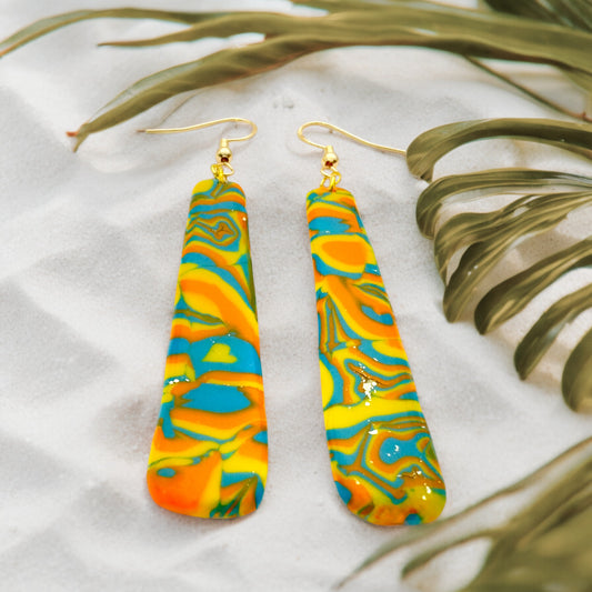 Hawaiian Dreams Collection Large Long Rounded Pencil Hook Earrings