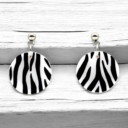 Made With Love Zebra Monochrome Collection Medium Circle Ball Stud Earrings