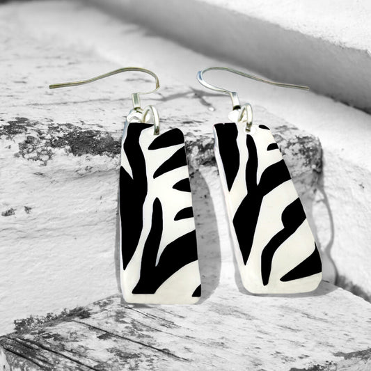 Made With Love Zebra Monochrome Collection Small Oblong Hook Earrings