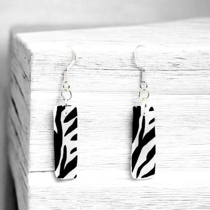 Made With Love Zebra Monochrome Collection Small Oblong Hook Earrings