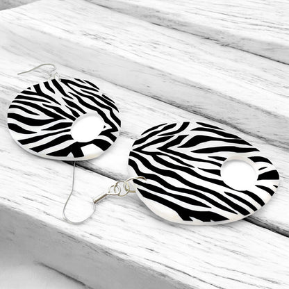 Made With Love Zebra Monochrome Collection Extra Large Open Pebble Hook Earrings