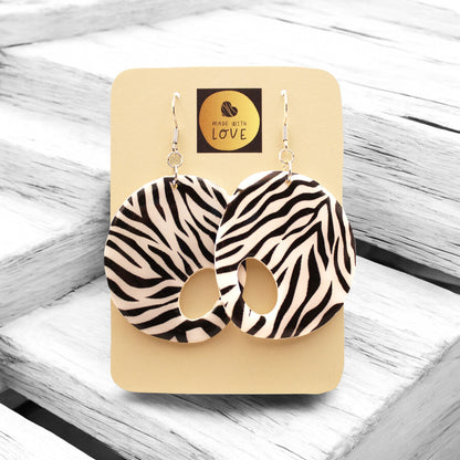 Made With Love Zebra Monochrome Collection Extra Large Open Pebble Hook Earrings