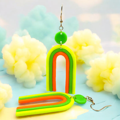 Made With Love Over The Neon Rainbow Collection Extra Large Yellow Green Orange Earrings