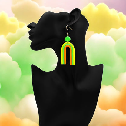 Made With Love Over The Neon Rainbow Collection Extra Large Yellow Green Orange Earrings