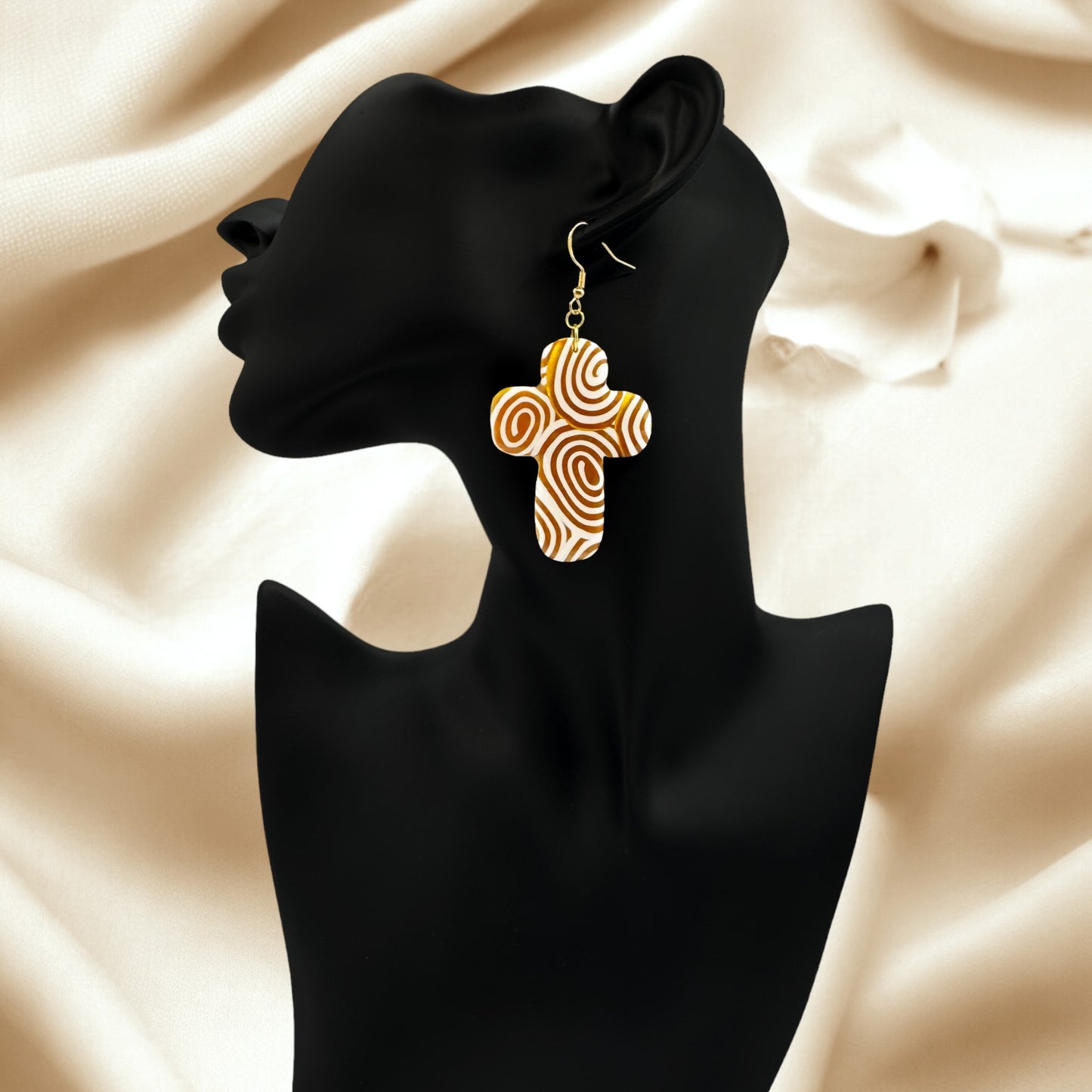 Made With Love Aurum Helix Collection Extra Large Chunky Cross Hook Earrings