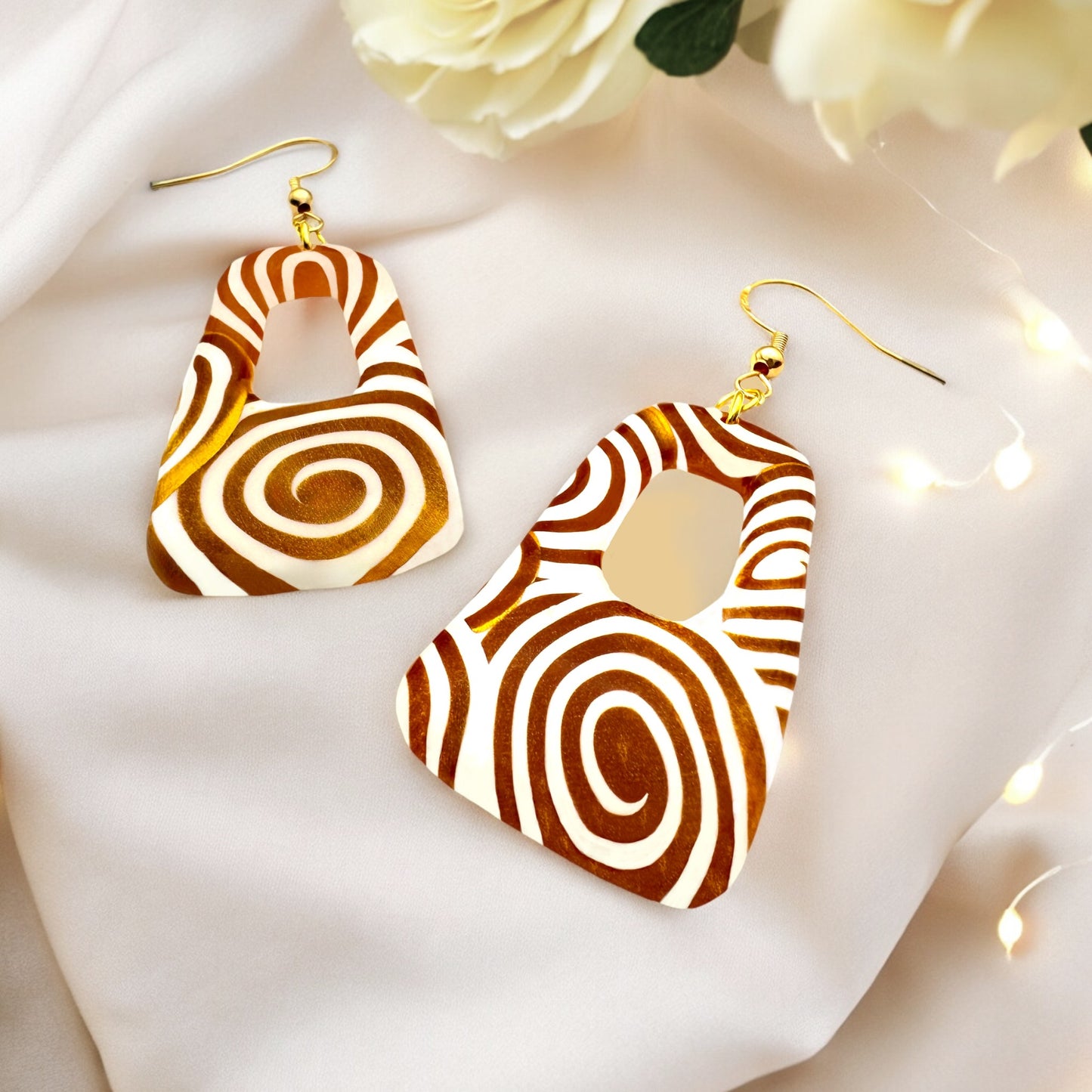 Made With Love Aurum Helix Collection Medium Freeform Open Oblong Hook Earrings