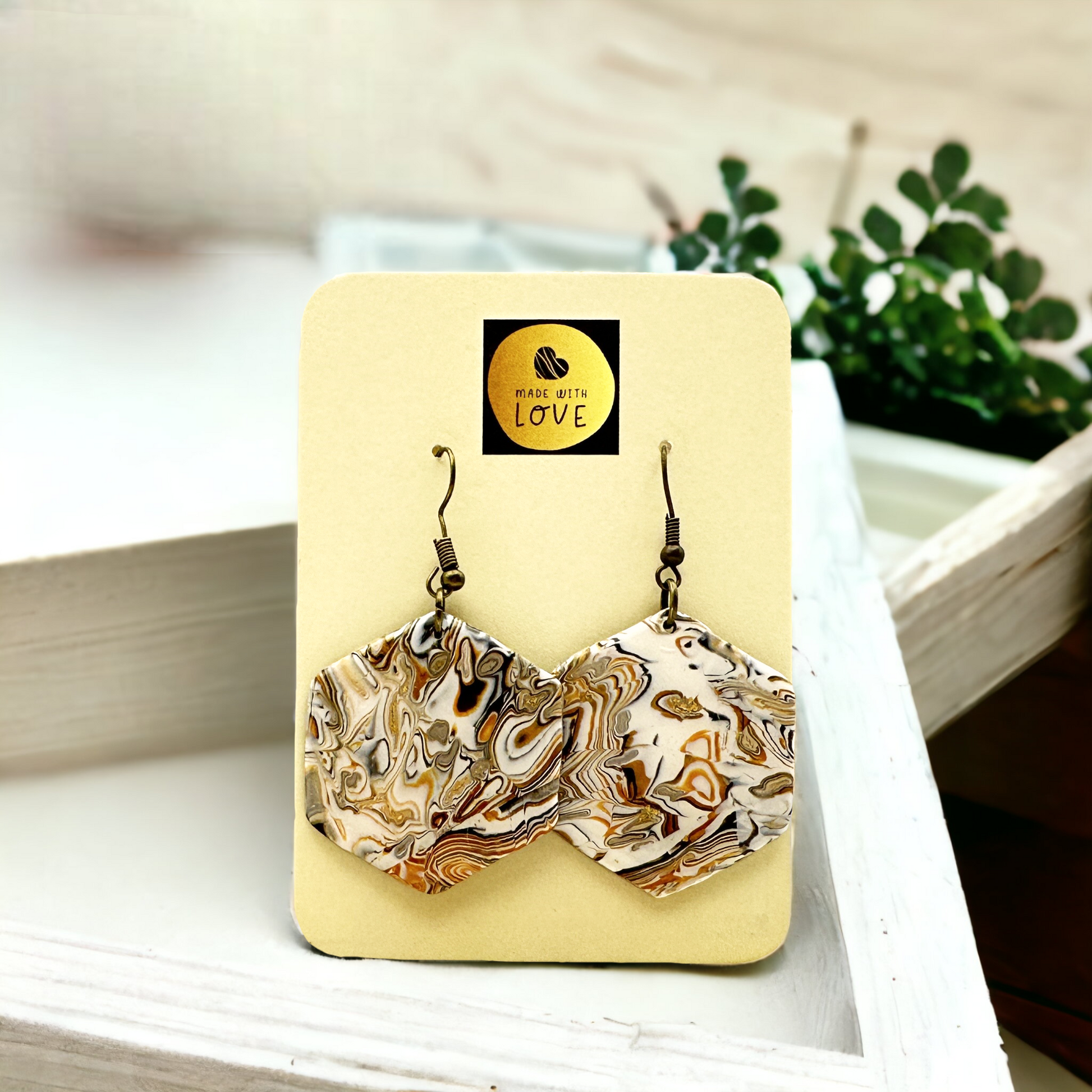 Made With Love Azura Collection Hexagon Hook Earrings