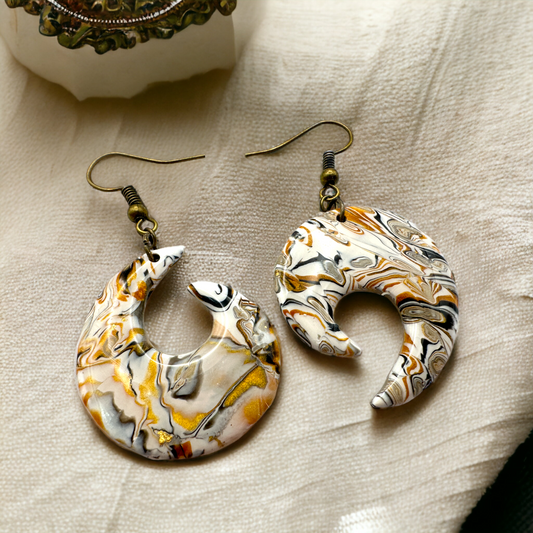 Made With Love Azura Collection Ying & Yang Medium Hook Earrings