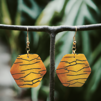 Made With Love Bijoux Tiger Collection Large Hexagon Hook Earrings