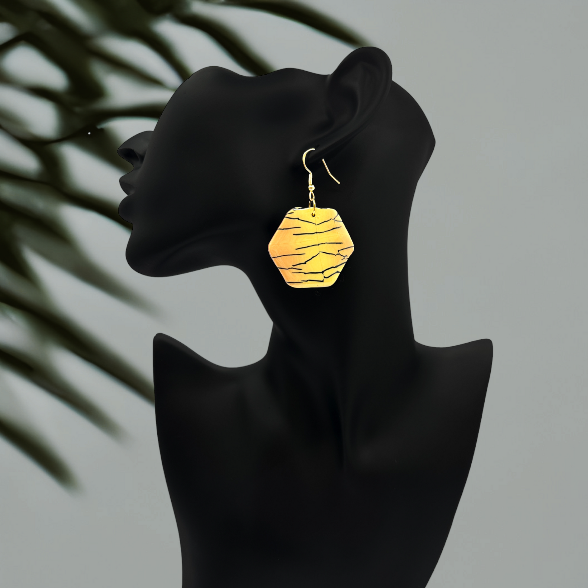 Made With Love Bijoux Tiger Collection Large Hexagon Hook Earrings