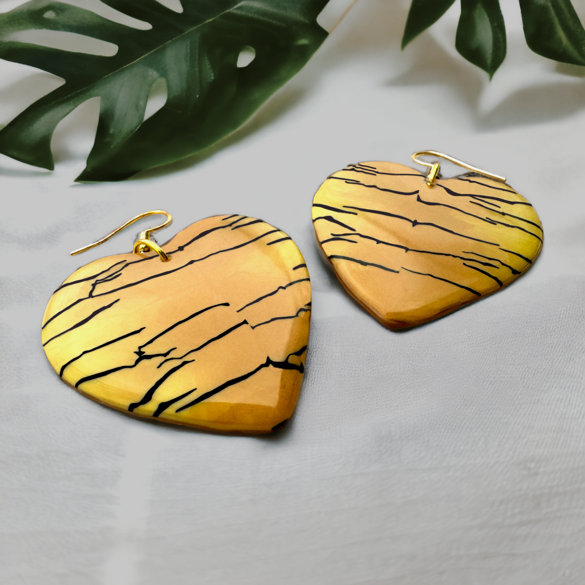 Made With Love Bijoux Tiger Collection Large Heart Hook Earrings