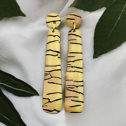 Made With Love Bijoux Tiger Collection Large Long Rounded Pencil Post Earrings