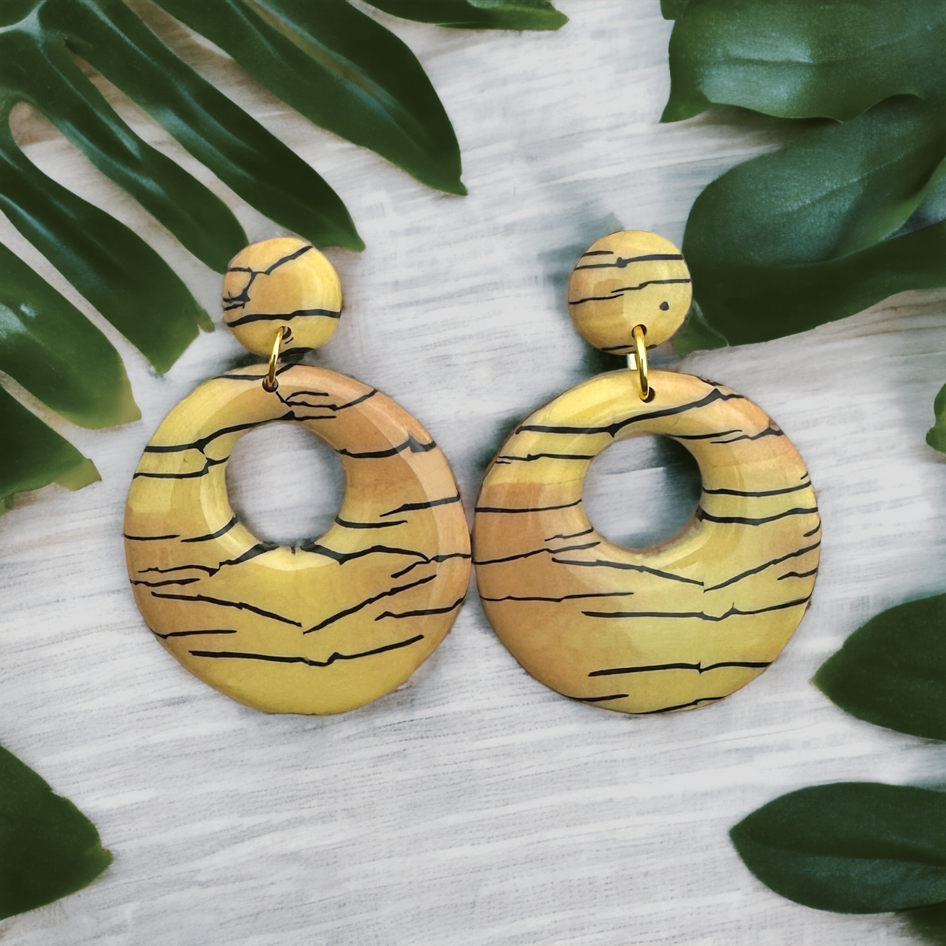 Made With Love Bijoux Tiger Collection Large Open Circle Post Earrings