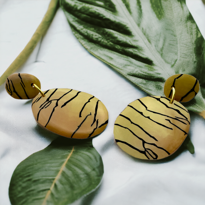 Made With Love Bijoux Tiger Collection Large Oval Drop Post Earrings