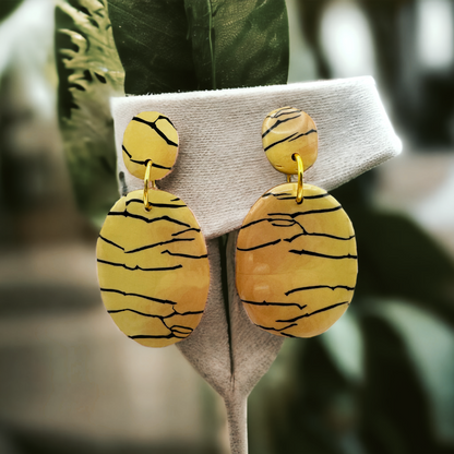 Made With Love Bijoux Tiger Collection Large Oval Drop Post Earrings