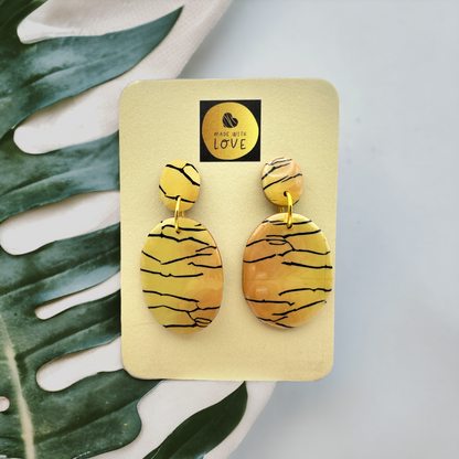 Made With Love Bijoux Tiger Collection Large Oval Drop Post Earrings