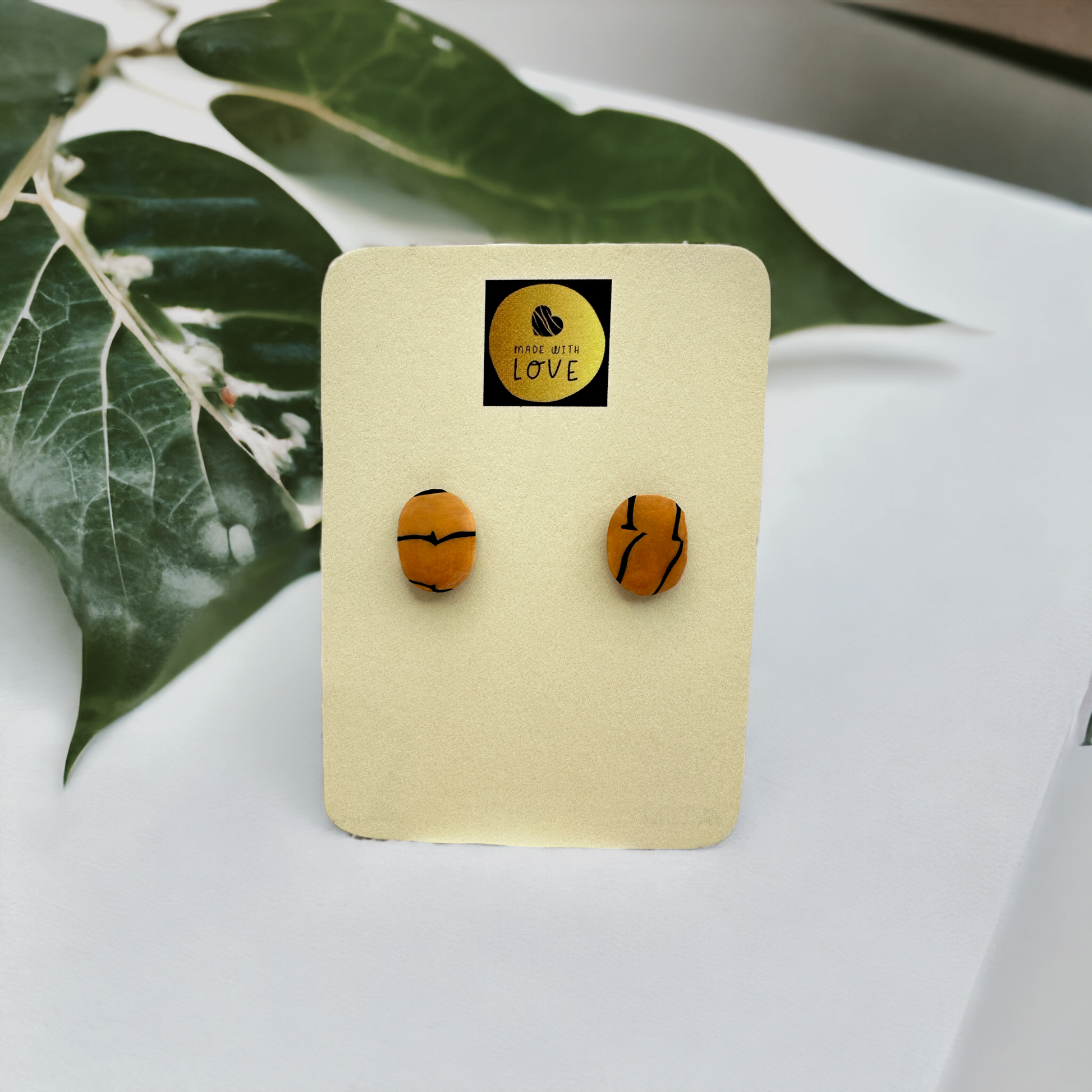 Made With Love Bijoux Tiger Collection Oval Extra Small Post Earrings