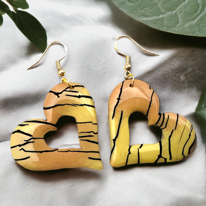 Made With Love Bijoux Tiger Collection Large Sleepy Hearts Hook Earrings