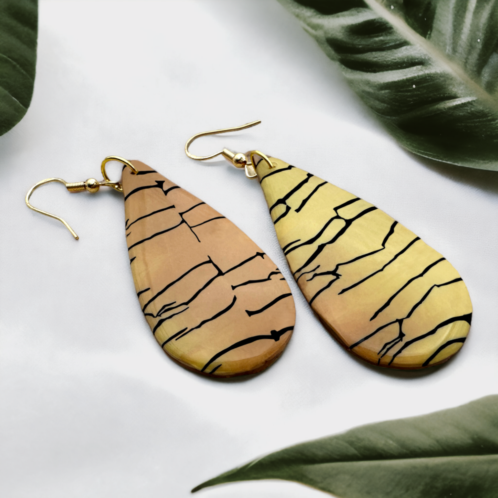 Made With Love Bijoux Tiger Collection Large Teardrop Hook Earrings