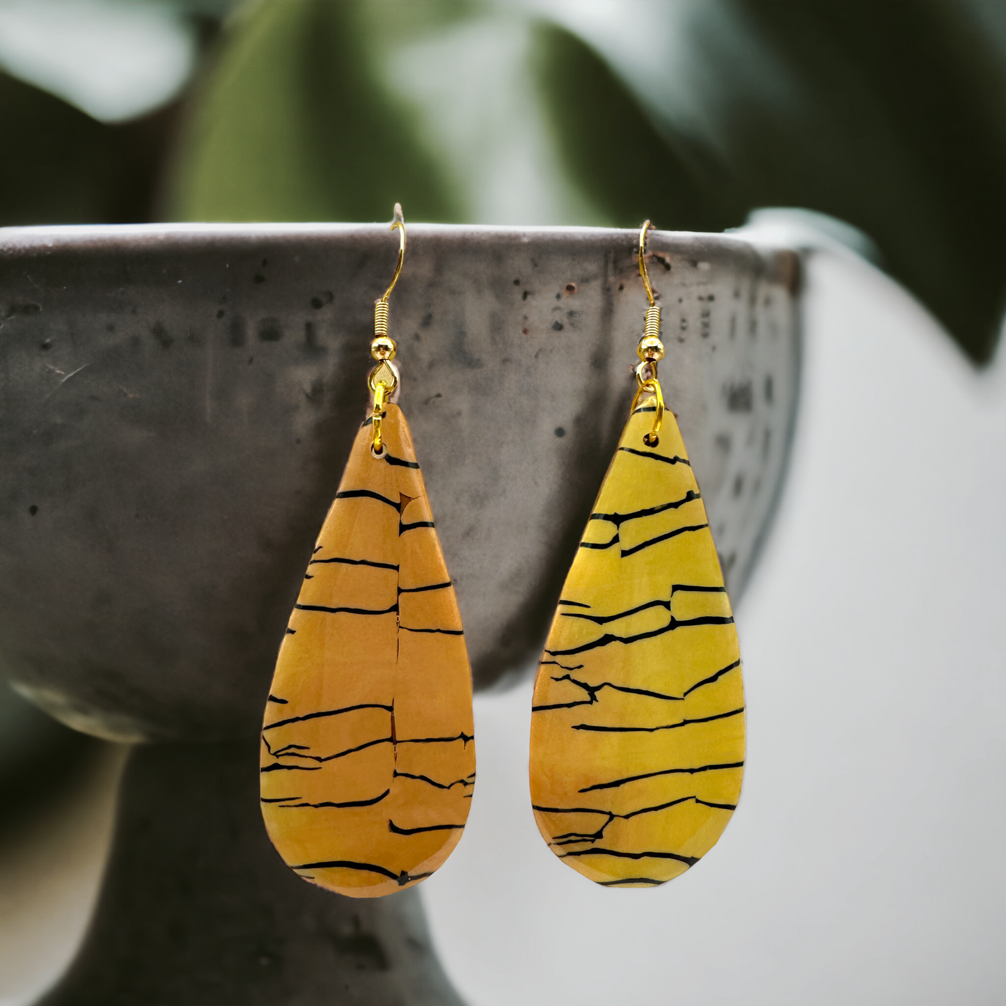 Made With Love Bijoux Tiger Collection Large Teardrop Hook Earrings