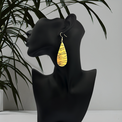 Made With Love Bijoux Tiger Collection Large Teardrop Hook Earrings