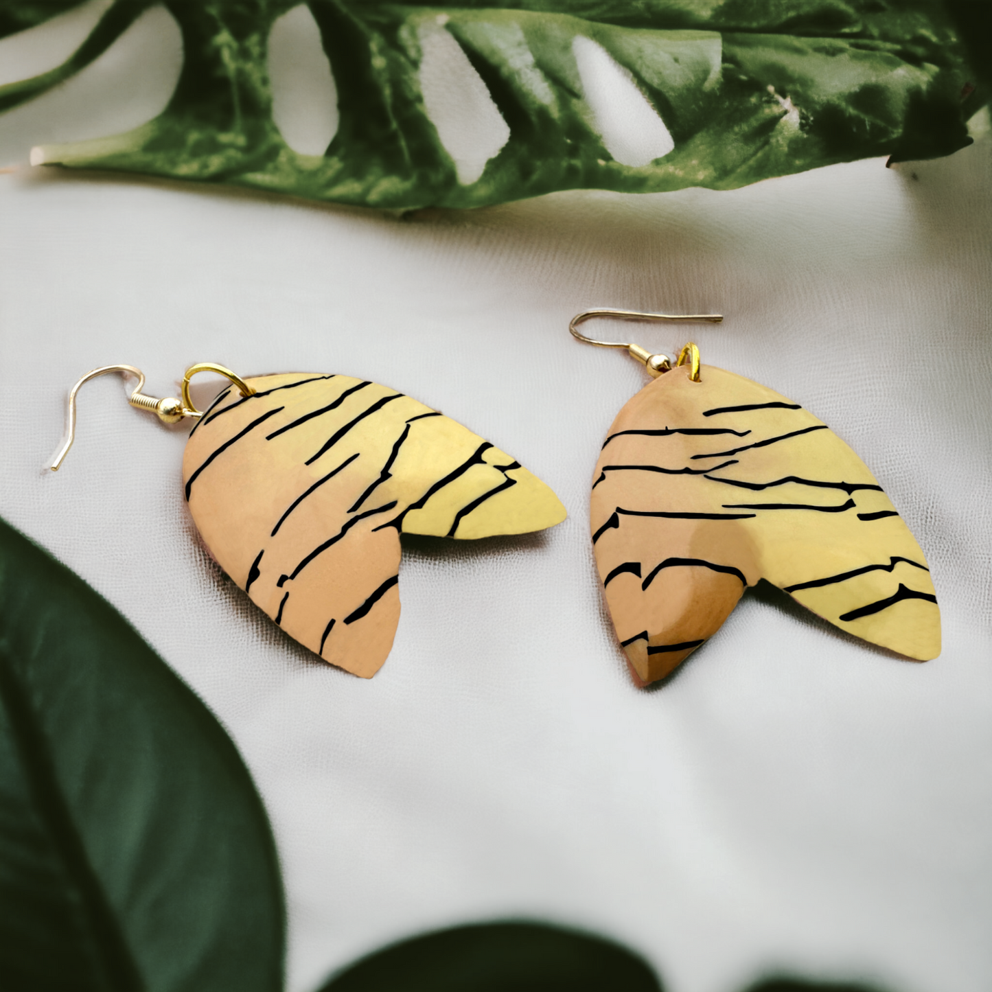 Made With Love Bijoux Tiger Collection Large Upside Down Tulip Hook Earrings