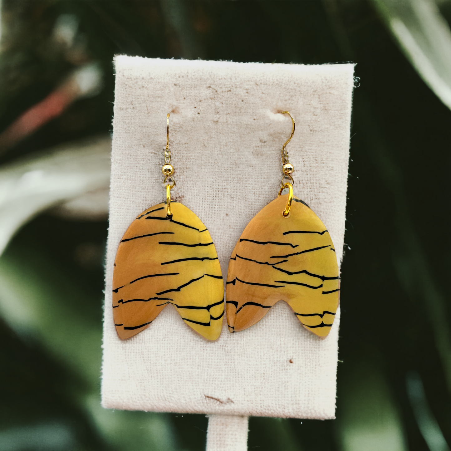 Made With Love Bijoux Tiger Collection Large Upside Down Tulip Hook Earrings