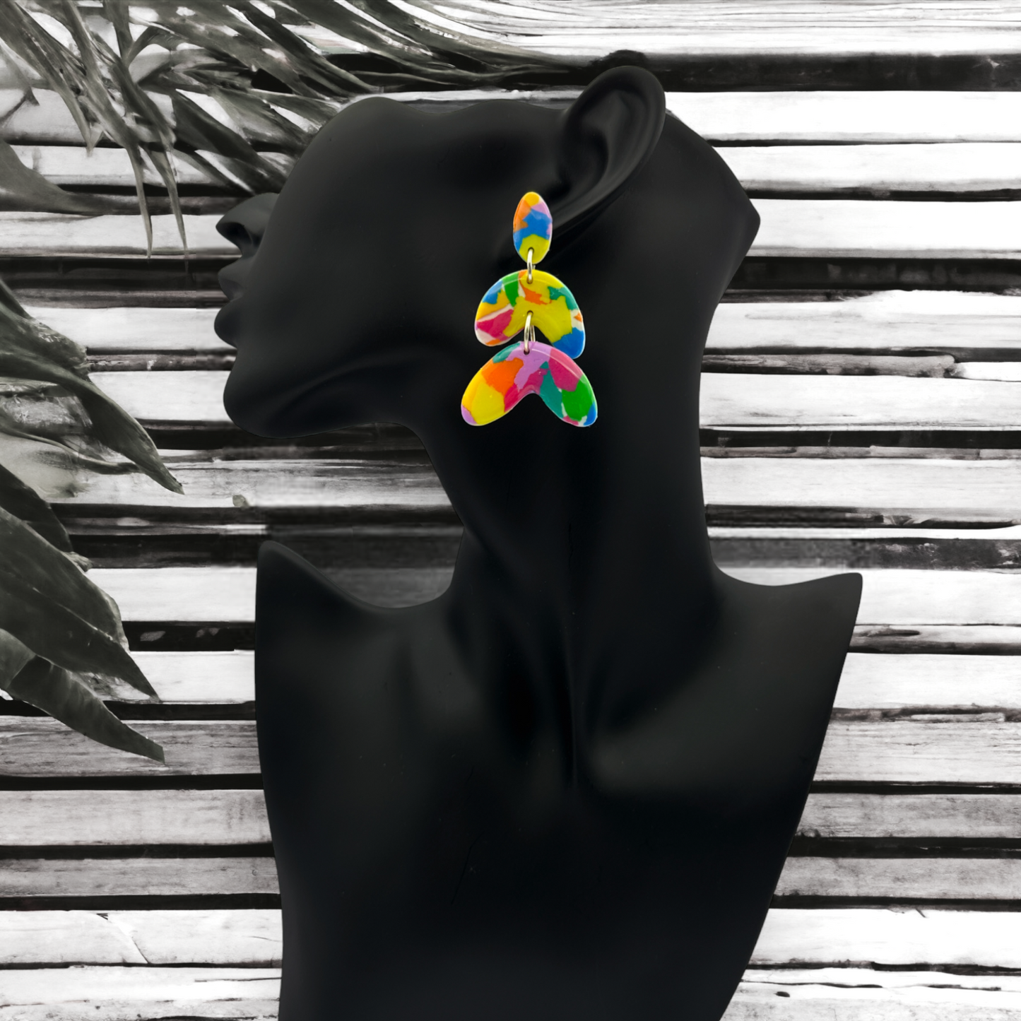 Made With Love Club Tropicana Collection Large 3 Tier Drop Post Earrings