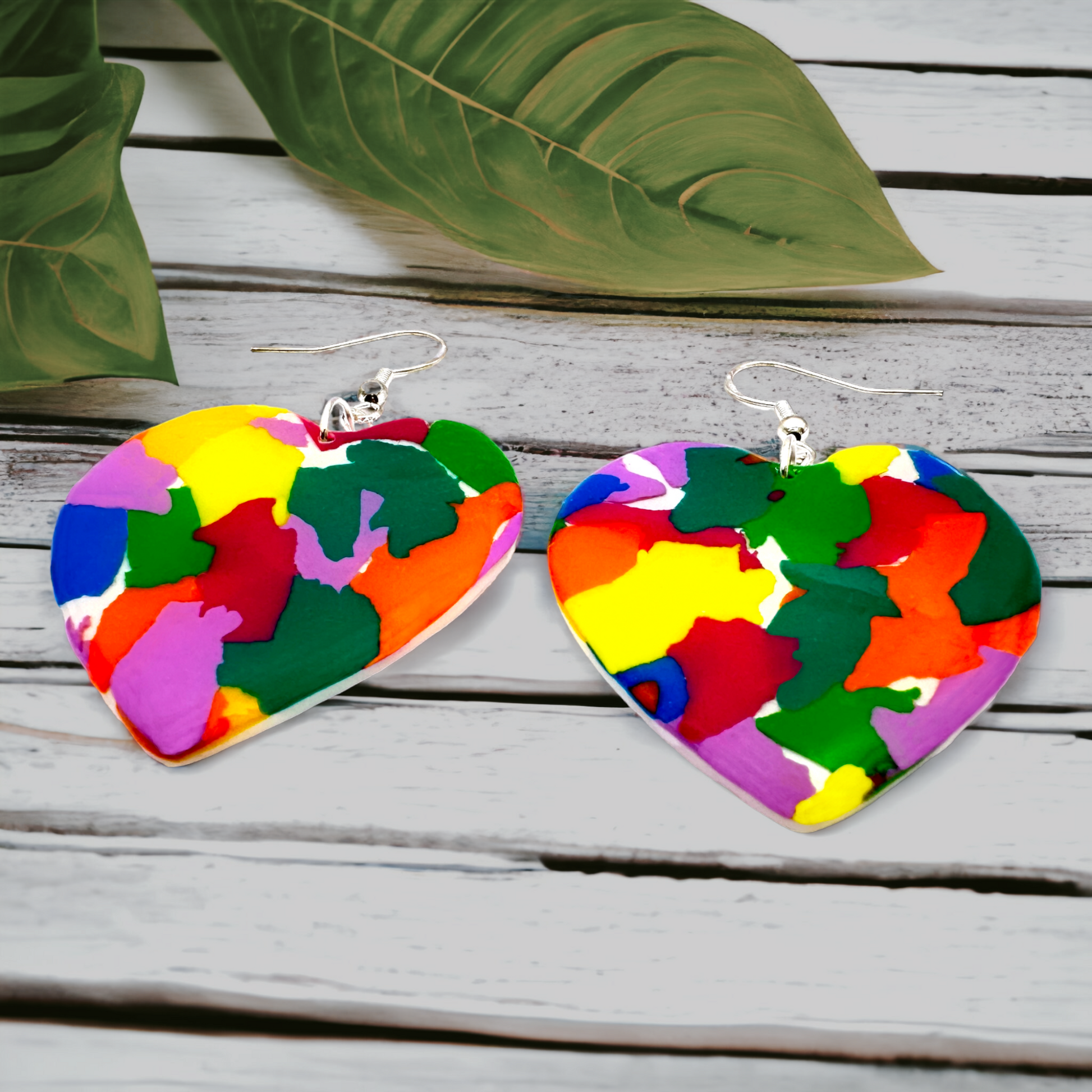 Made With Love Club Tropicana Collection Large Heart Hook Earrings