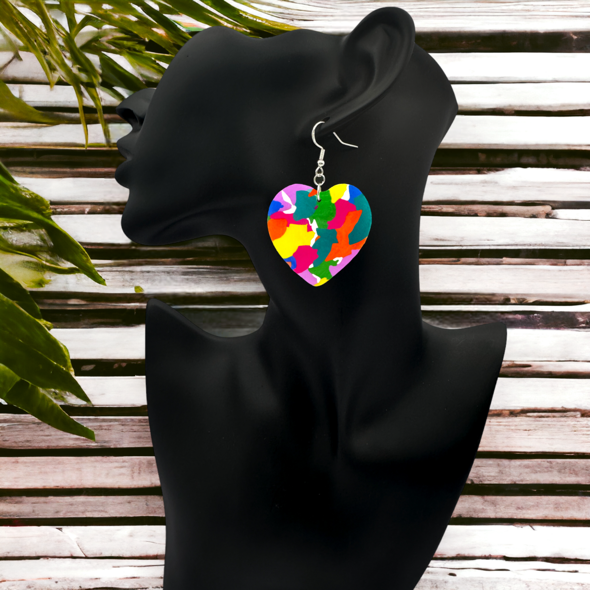 Made With Love Club Tropicana Collection Large Heart Hook Earrings