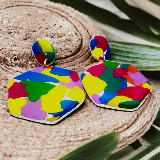 Made With Love Club Tropicana Collection Large Hexagon Post Earrings