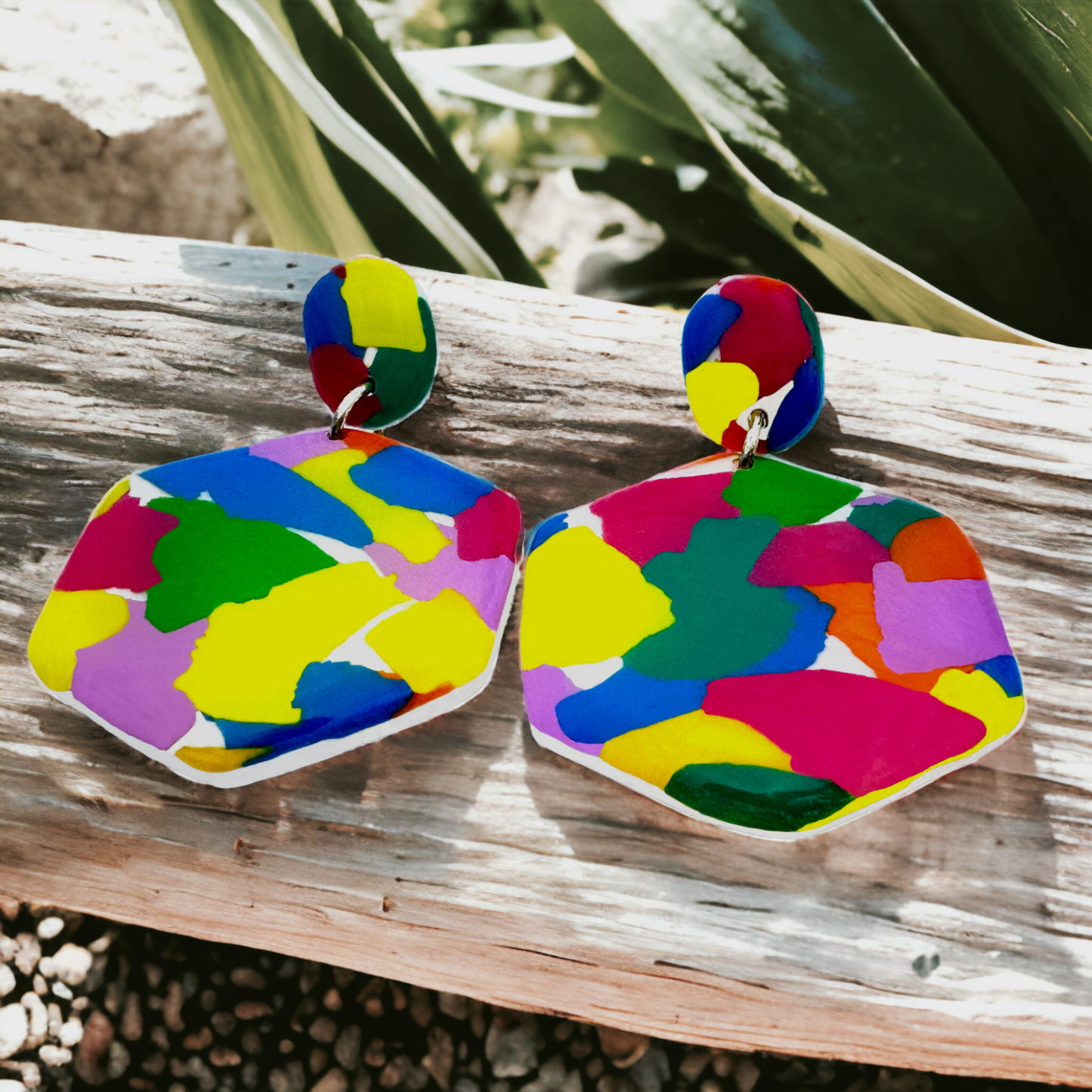 Made With Love Club Tropicana Collection Large Hexagon Post Earrings