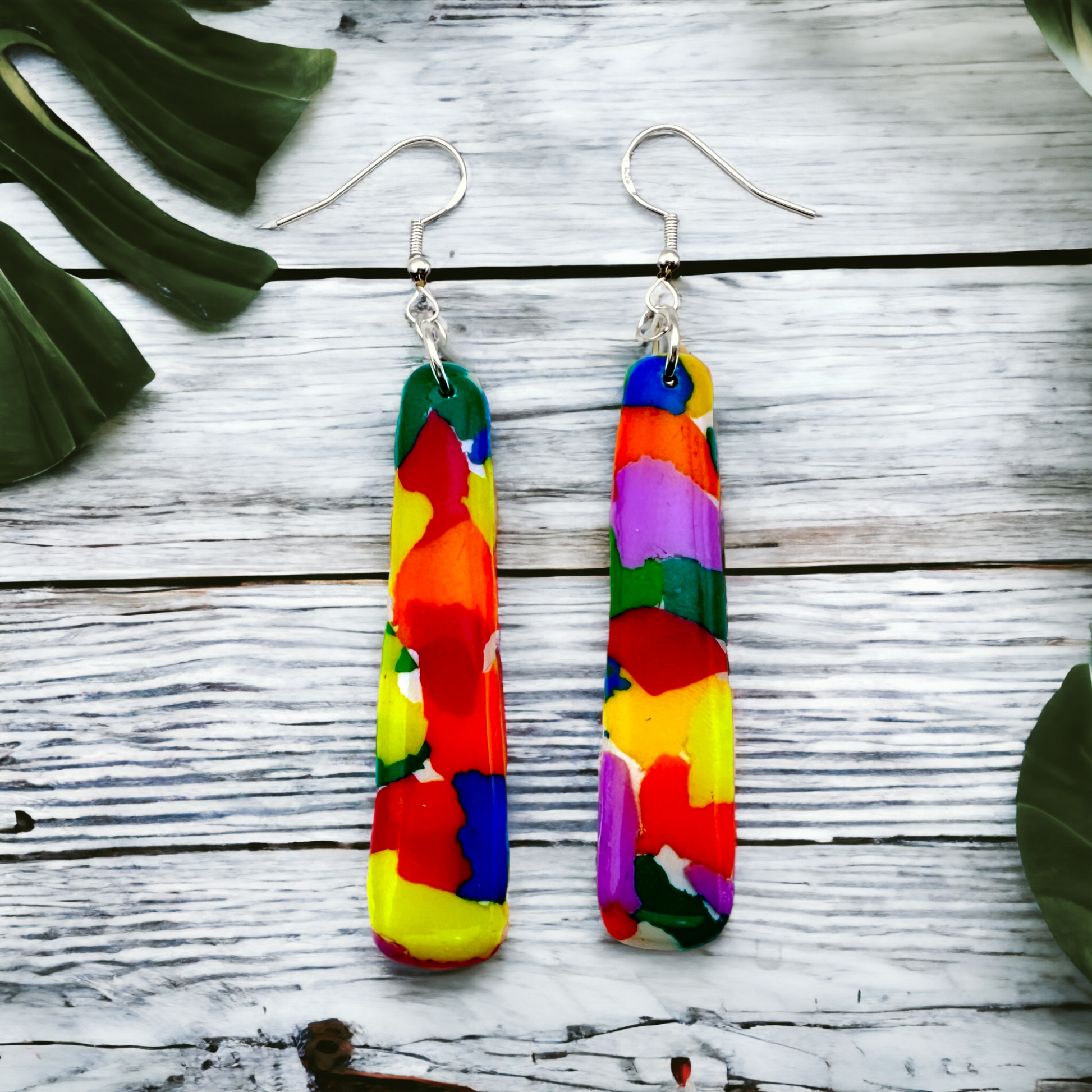 Made With Love Club Tropicana Collection Large Long Rounded Pencil Hook Earrings