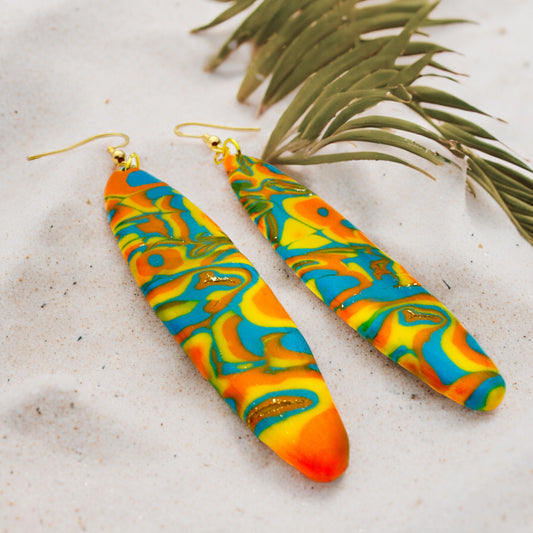 Made With Love Hawaiian Dreams Collection Extra Large Long Oval Hook Earrings