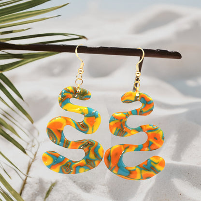 Made With Love Hawaiian Dreams Collection Extra Large Squiggles Hook Earrings