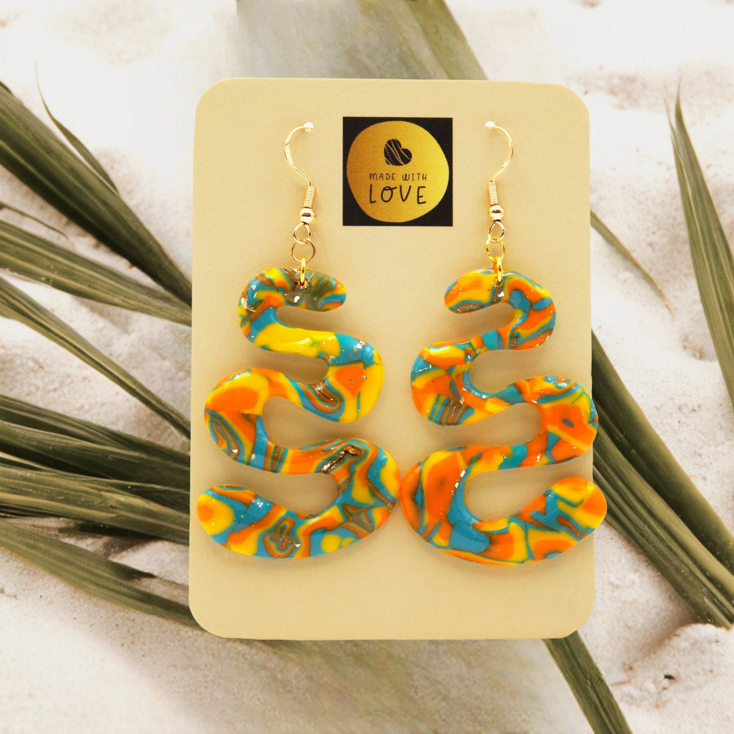 Made With Love Hawaiian Dreams Colletion Extra Large Squiggles Hook Earrings