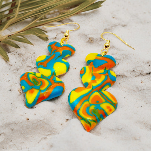 Made With Love Hawaiian Dreams Collection Medium Triple Heart Hook Earrings