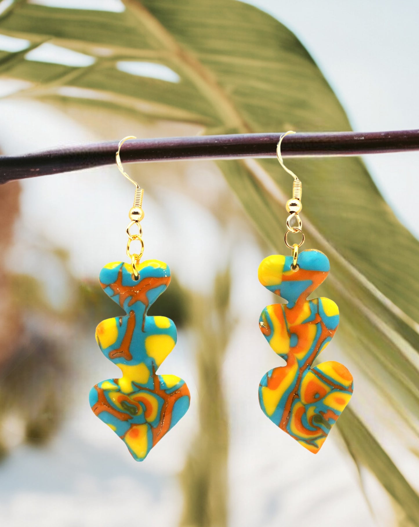 Made With Love Hawaiian Dreams Collection Medium Triple Heart Hook Earrings