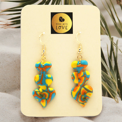 Made With Love Hawaiian Dreams Collection Medium Triple Heart Hook Earrings