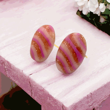 Made With Love Pink Fizz Collection Extra Small Slim Oval Post Earrings