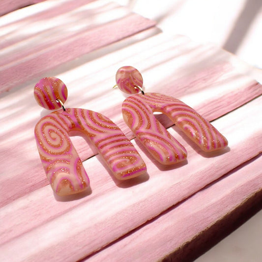 Made With Love Pink Fizz Collection Large Arch Post Earrings