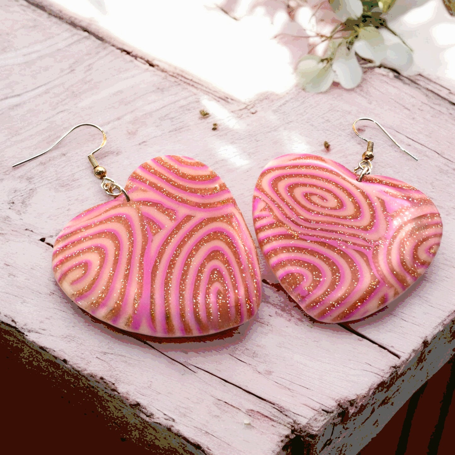 Made With Love Pink Fizz Collection Large Heart Hook Earrings