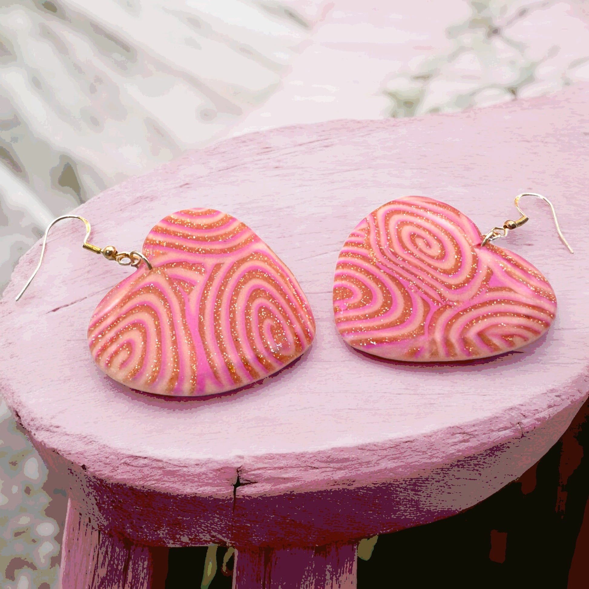 Made With Love Pink Fizz Collection Large Heart Hook Earrings