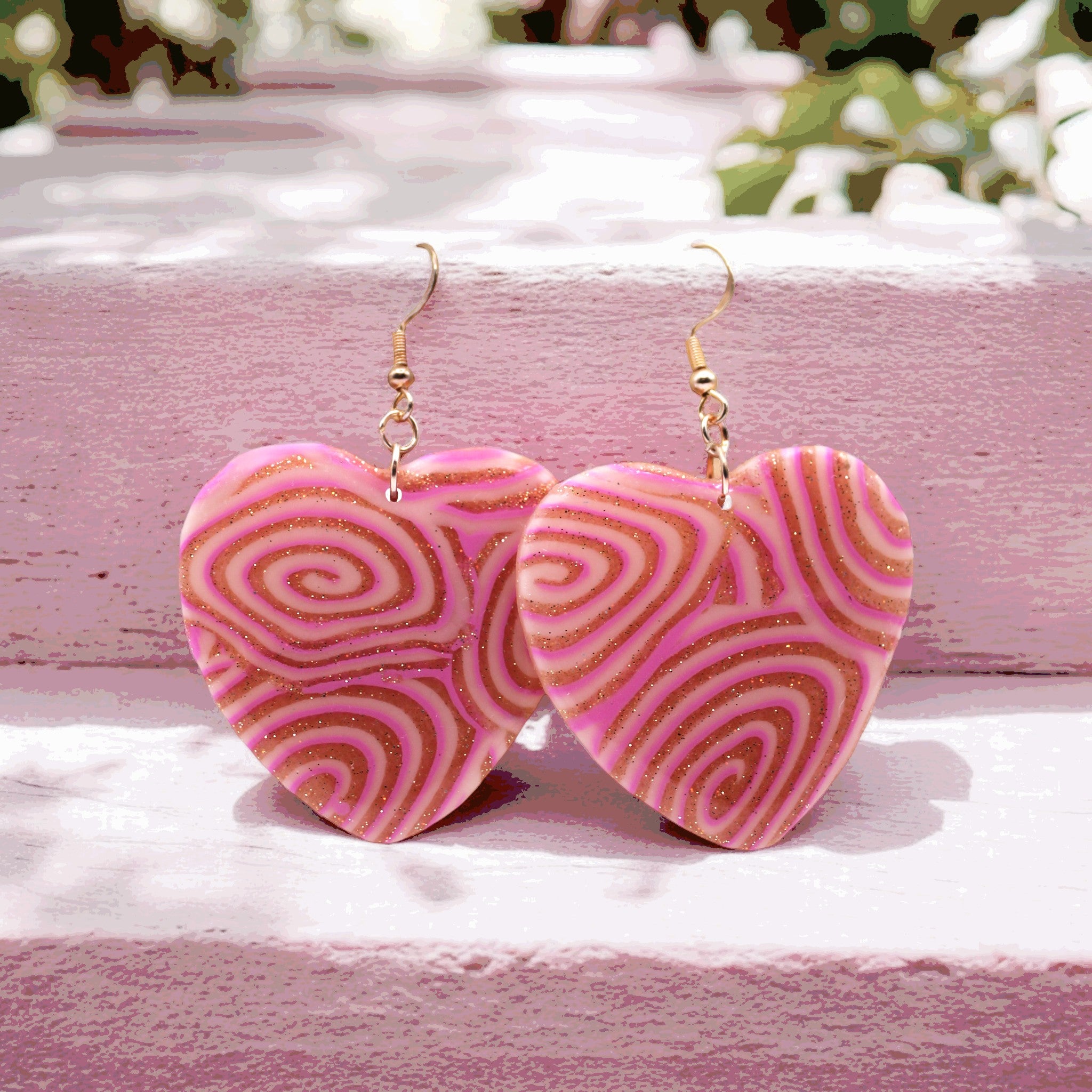 Made With Love Pink Fizz Collection Large Heart Hook Earrings