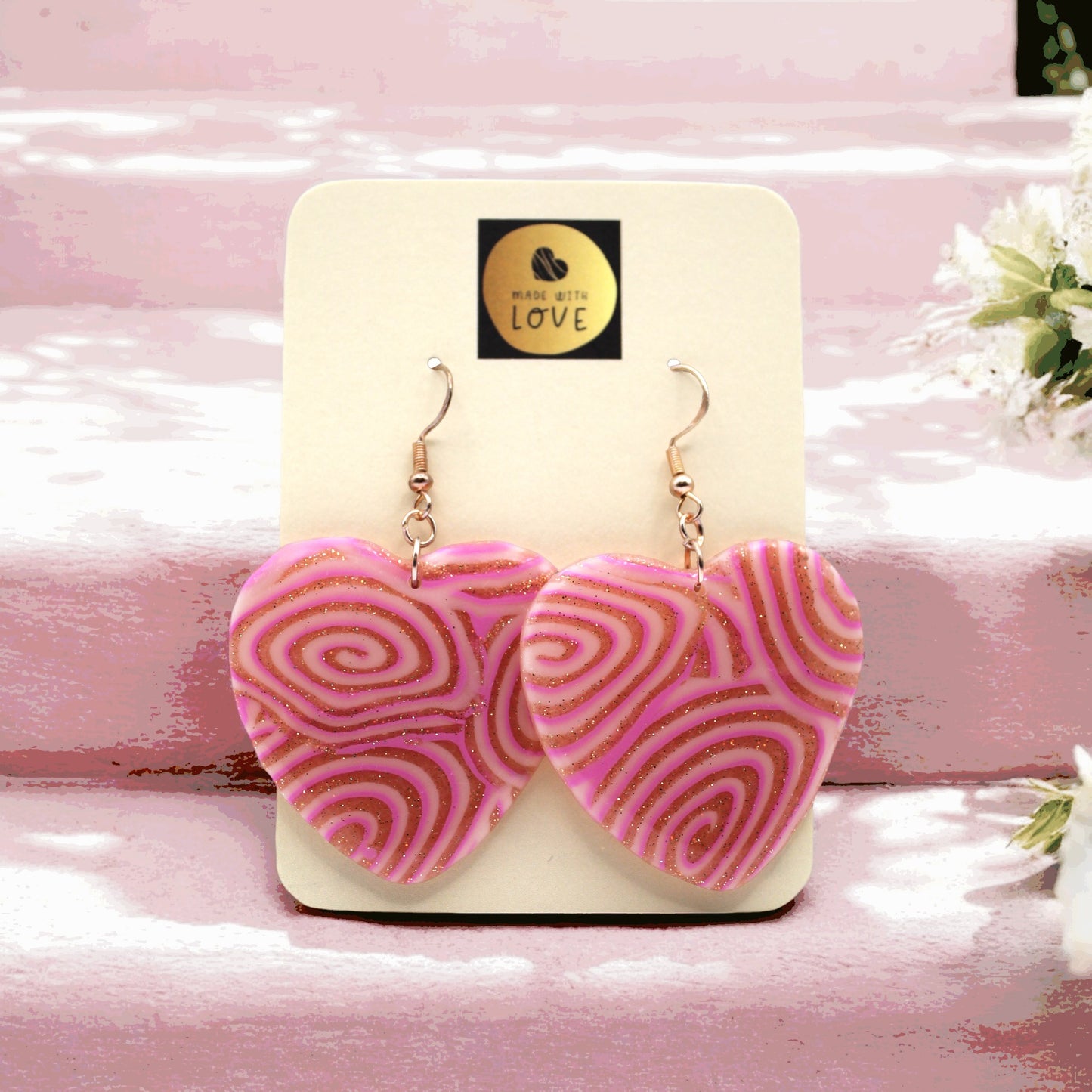 Made With Love Pink Fizz Collection Large Heart Hook Earrings